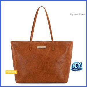 Faux Leather Tote Bag with Zipper Closure for Everyday Use